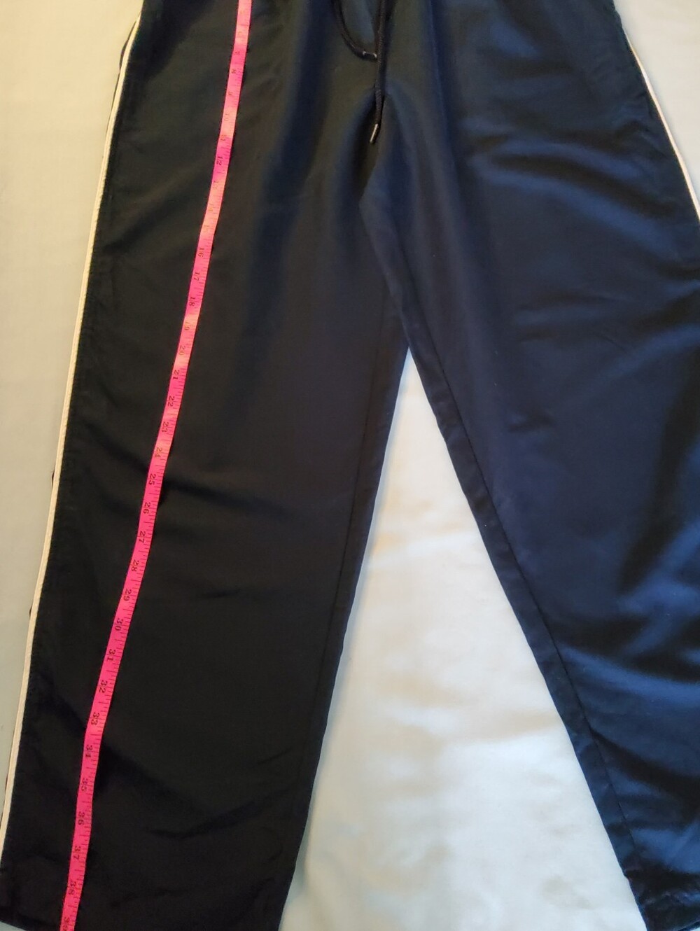 Women's Large Petite Mountain Lake Navy Track Pants with White Side Stripe - Picture 3 of 7